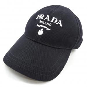 PRADA プラダ キャップ 三角プレート ロゴ ブラック シルバー