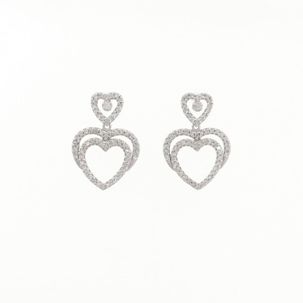 K14WG ハート ダイヤモンド ピアス 0.64CT