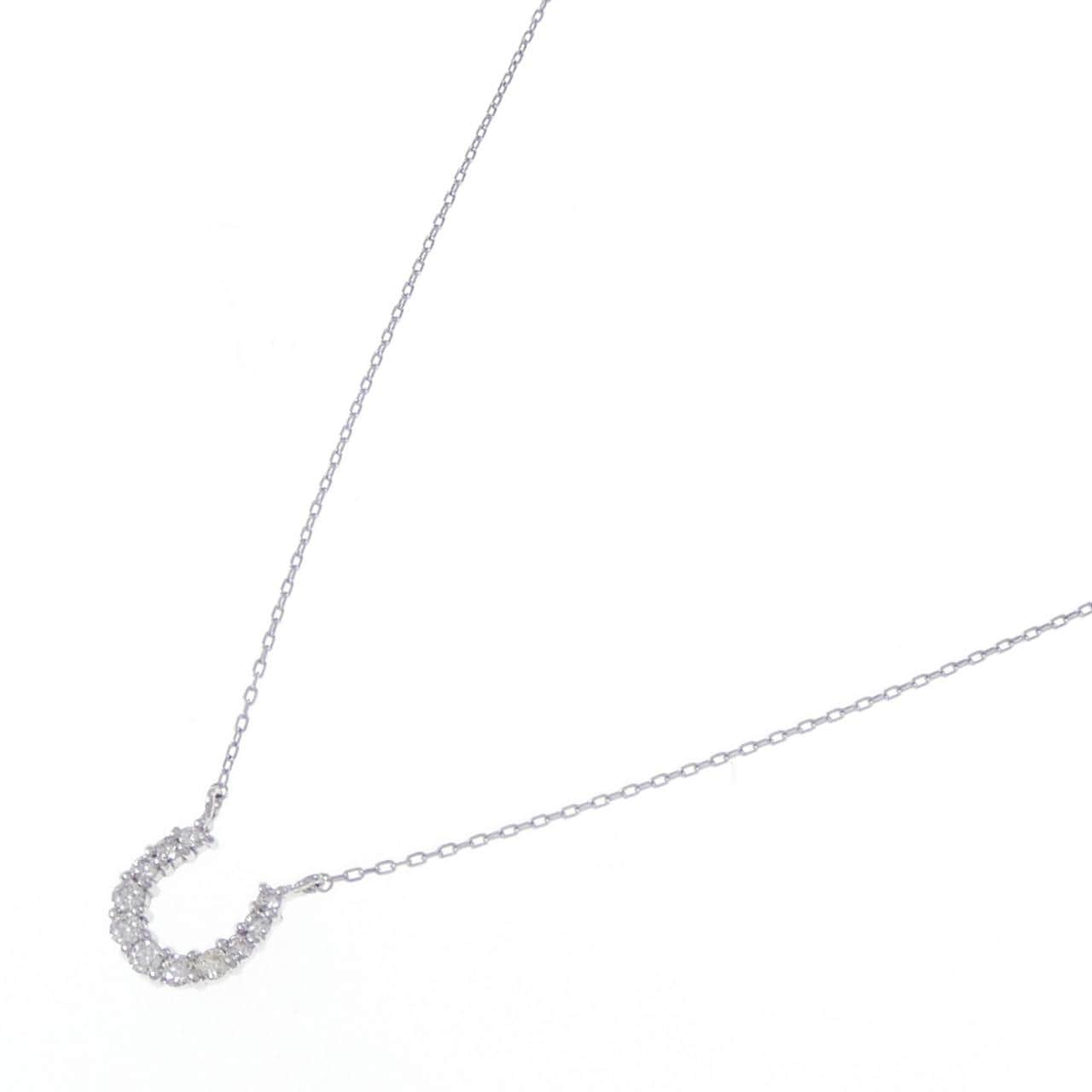 K18WG ホースシュー ダイヤモンド ネックレス 0.10CT
