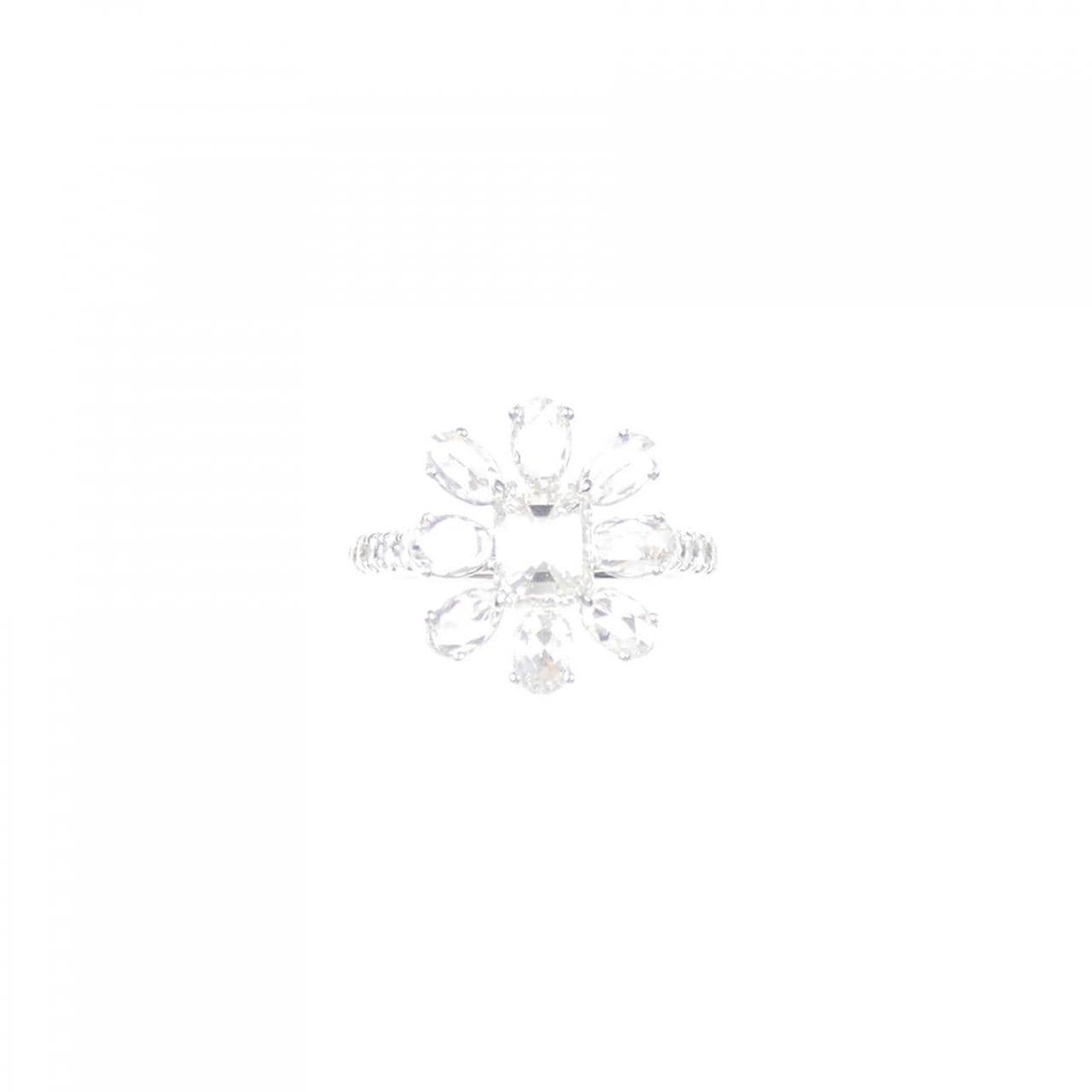 K18WG フラワー ダイヤモンド リング 1.02CT