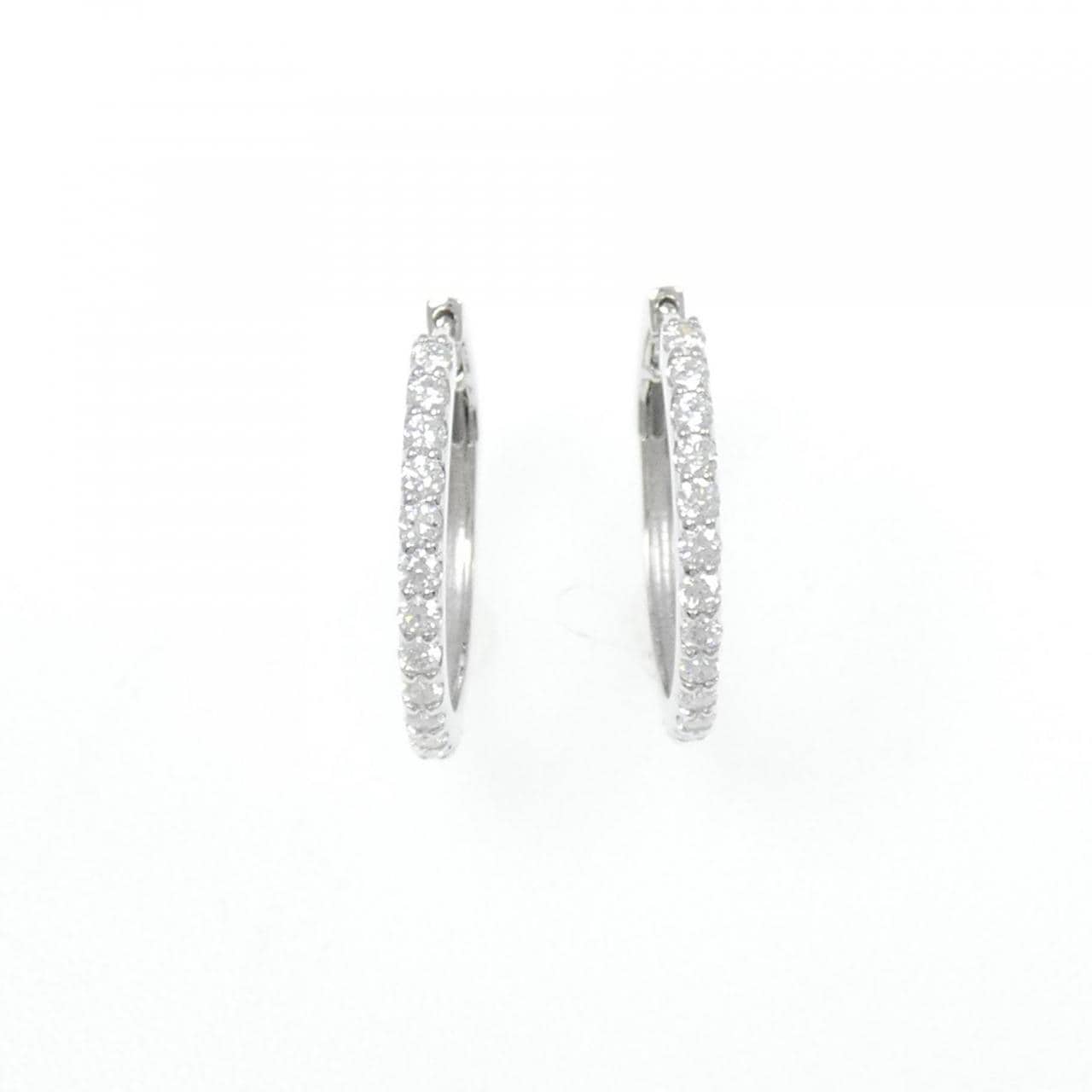 【新品】PT900 フープ ダイヤモンド ピアス 0.802CT