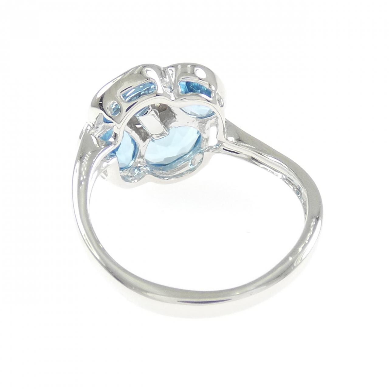 K18WG フラワー ブルートパーズ リング