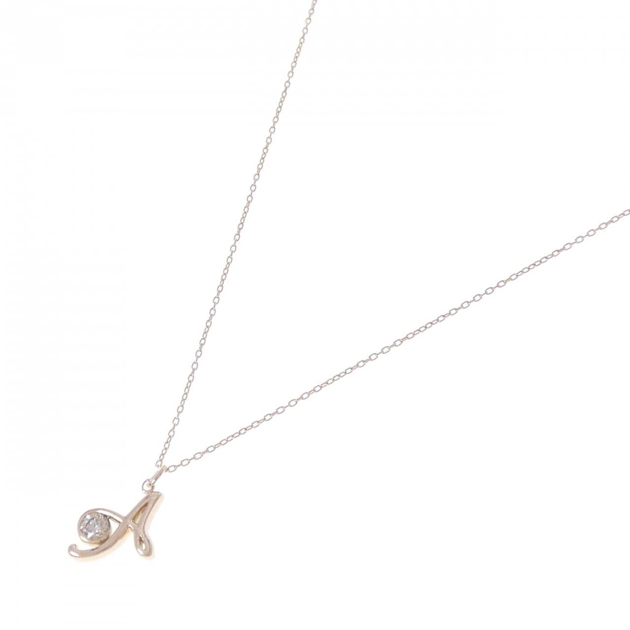 K18PG イニシャルA ダイヤモンド ネックレス 0.14CT