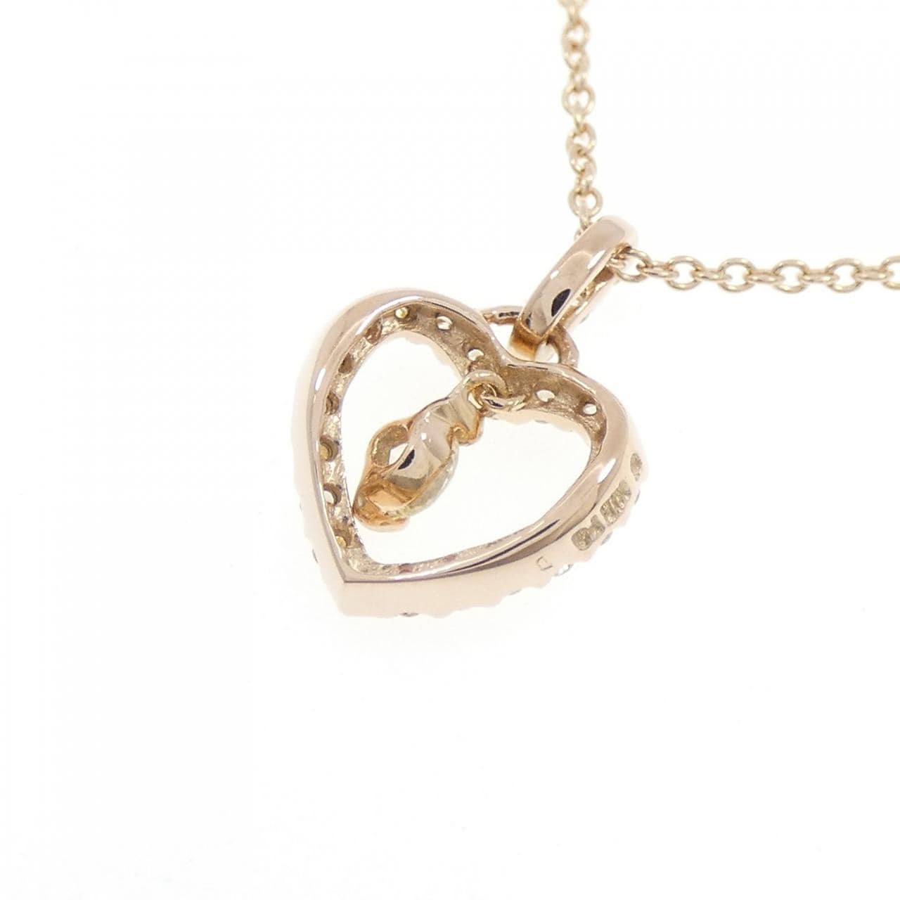 K18PG ハート ダイヤモンド ネックレス