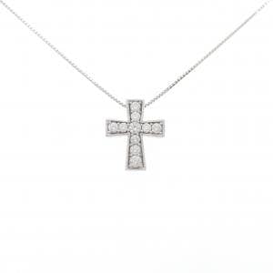 K18WG クロス ダイヤモンド ネックレス 0.55CT