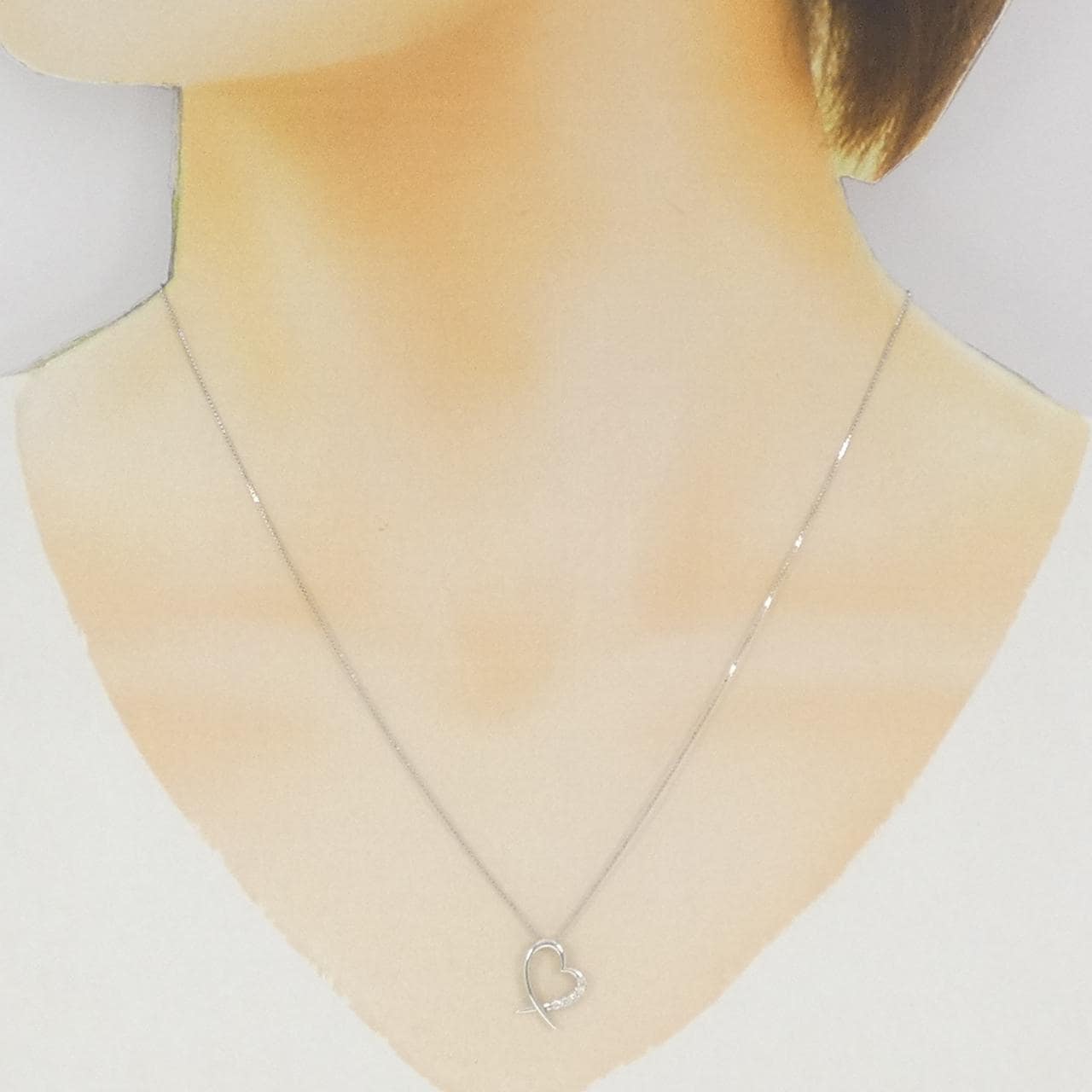 K10WG ハート ダイヤモンド ネックレス