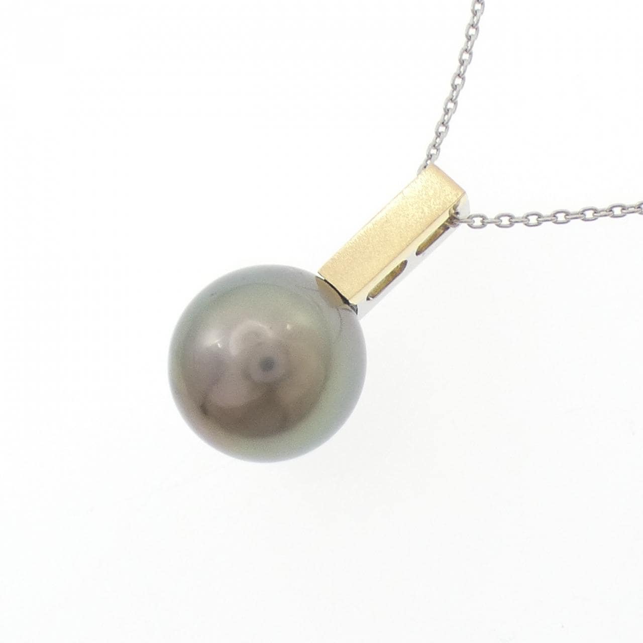 PT900/K18YG/PT850 黒蝶パール ネックレス 13.4mm