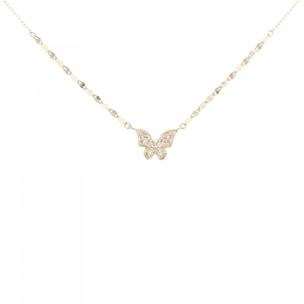 K10YG バタフライ ダイヤモンド ネックレス 0.04CT
