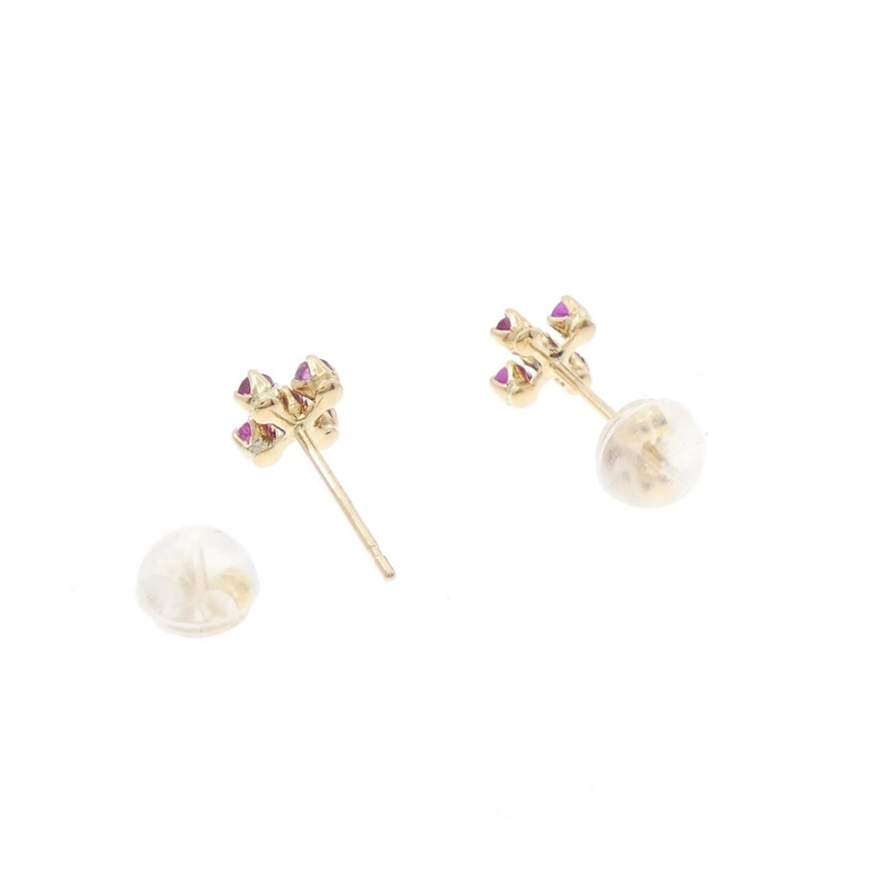 K18YG ruby earrings