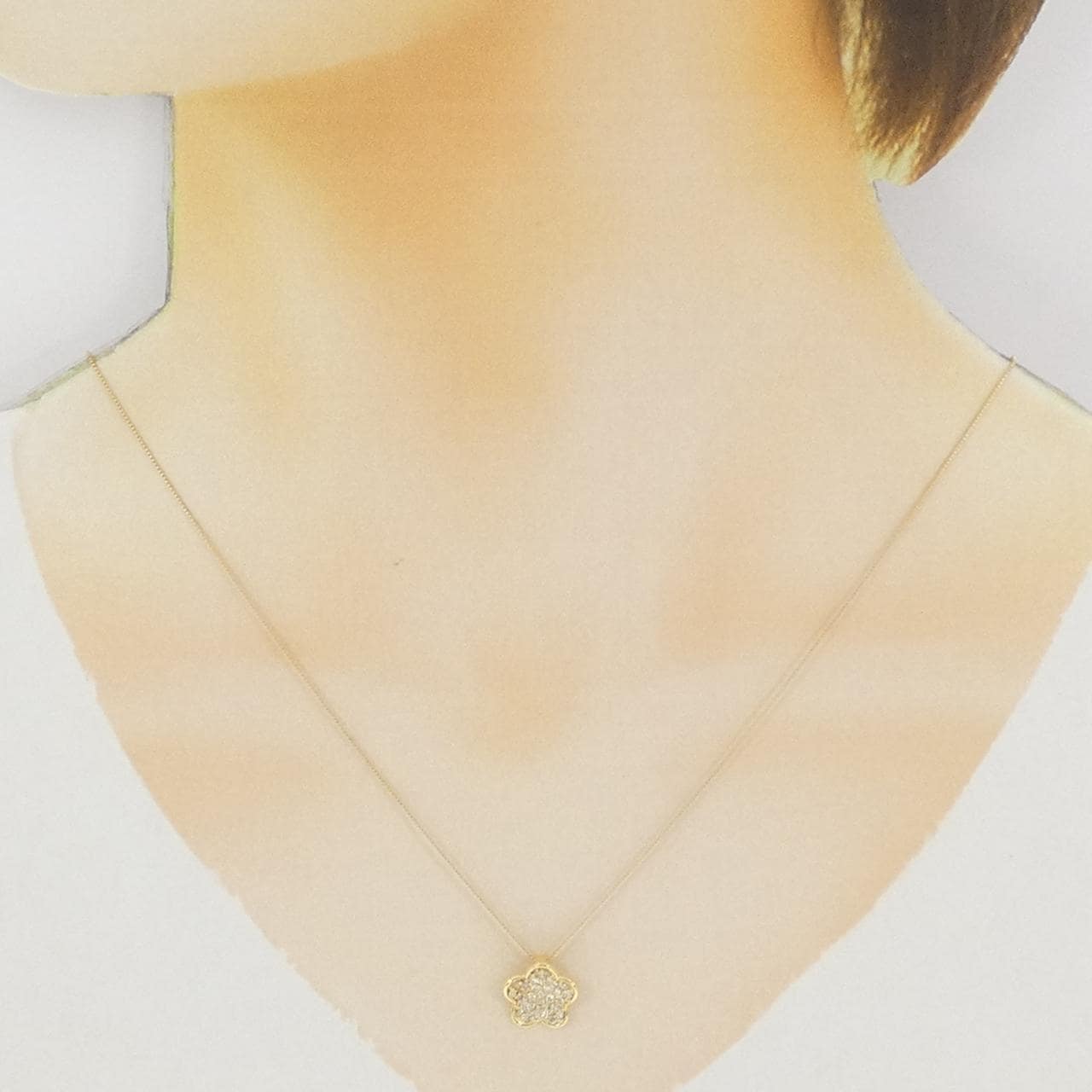 K18YG 花朵鑽石項鍊 0.20CT