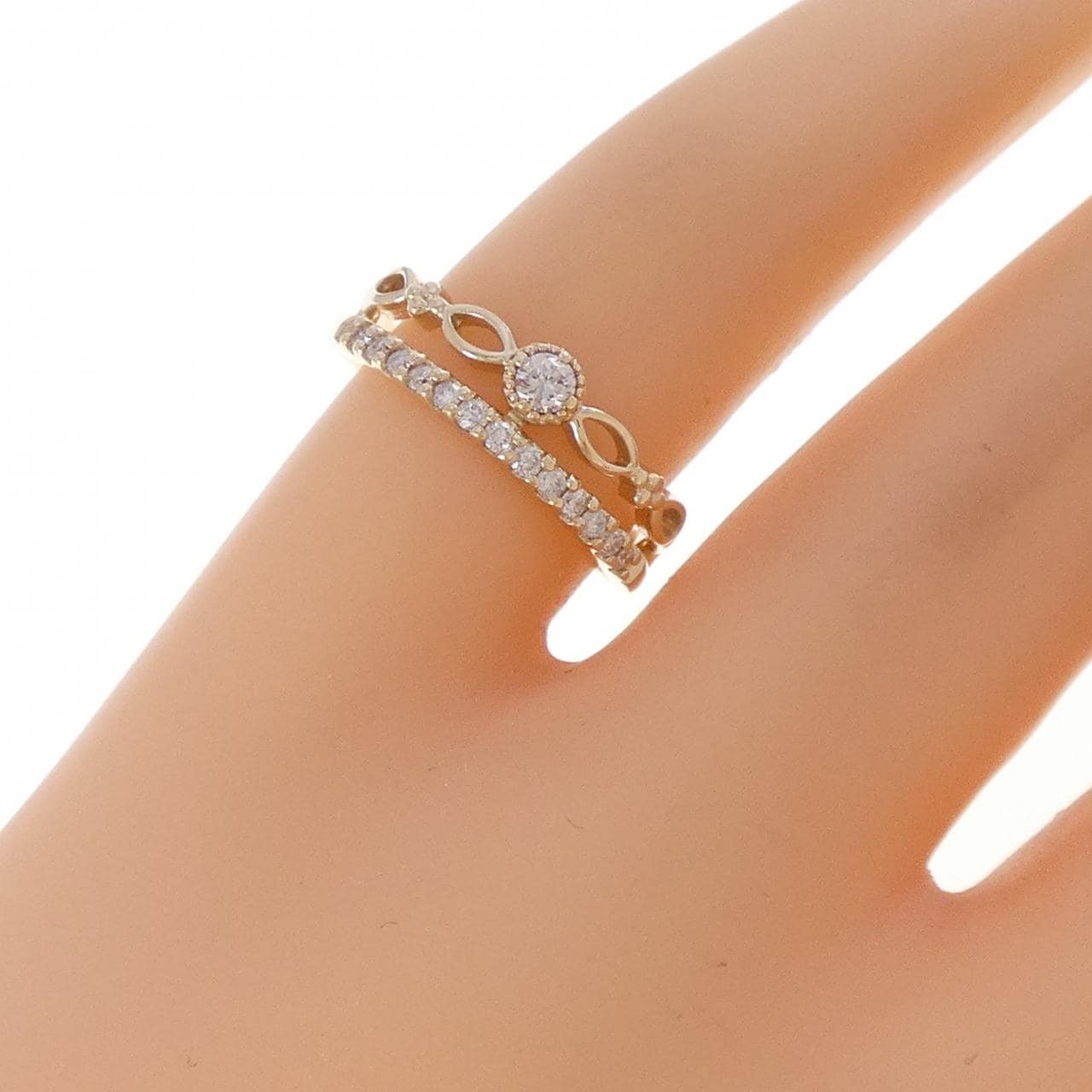 K10YG ダイヤモンド ピンキーリング 0.14CT