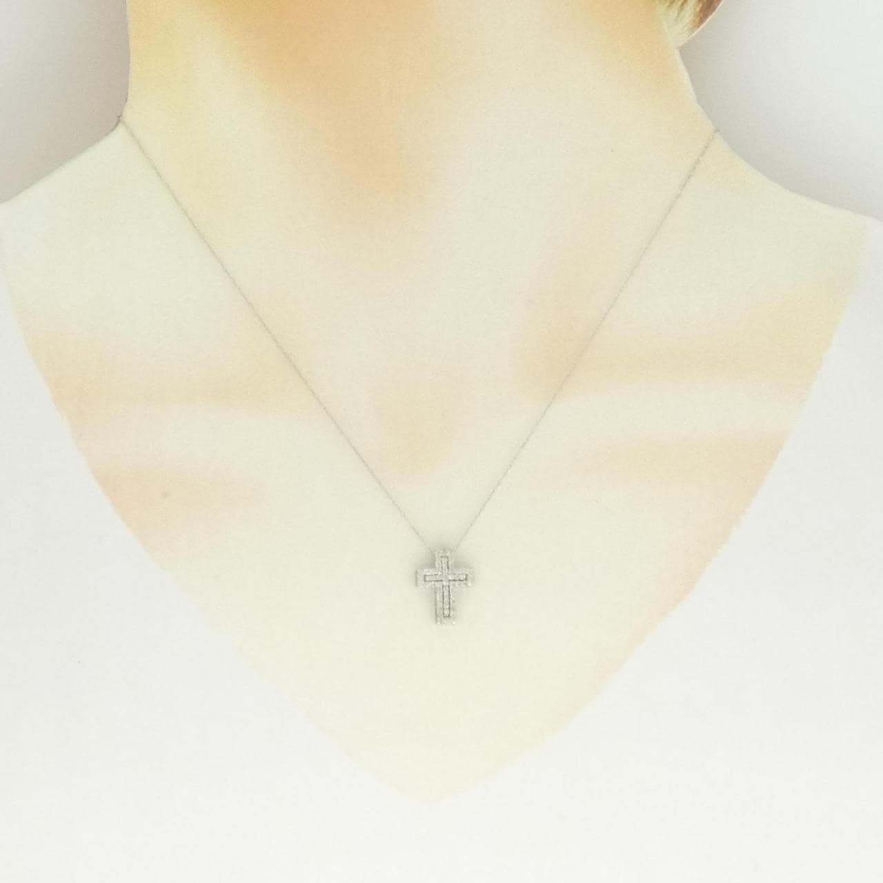 K18WG クロス ダイヤモンド ネックレス 0.30CT