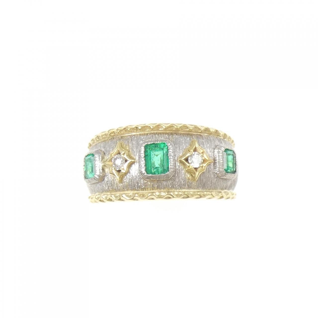 K18YG/PT900 エメラルド リング 0.51CT