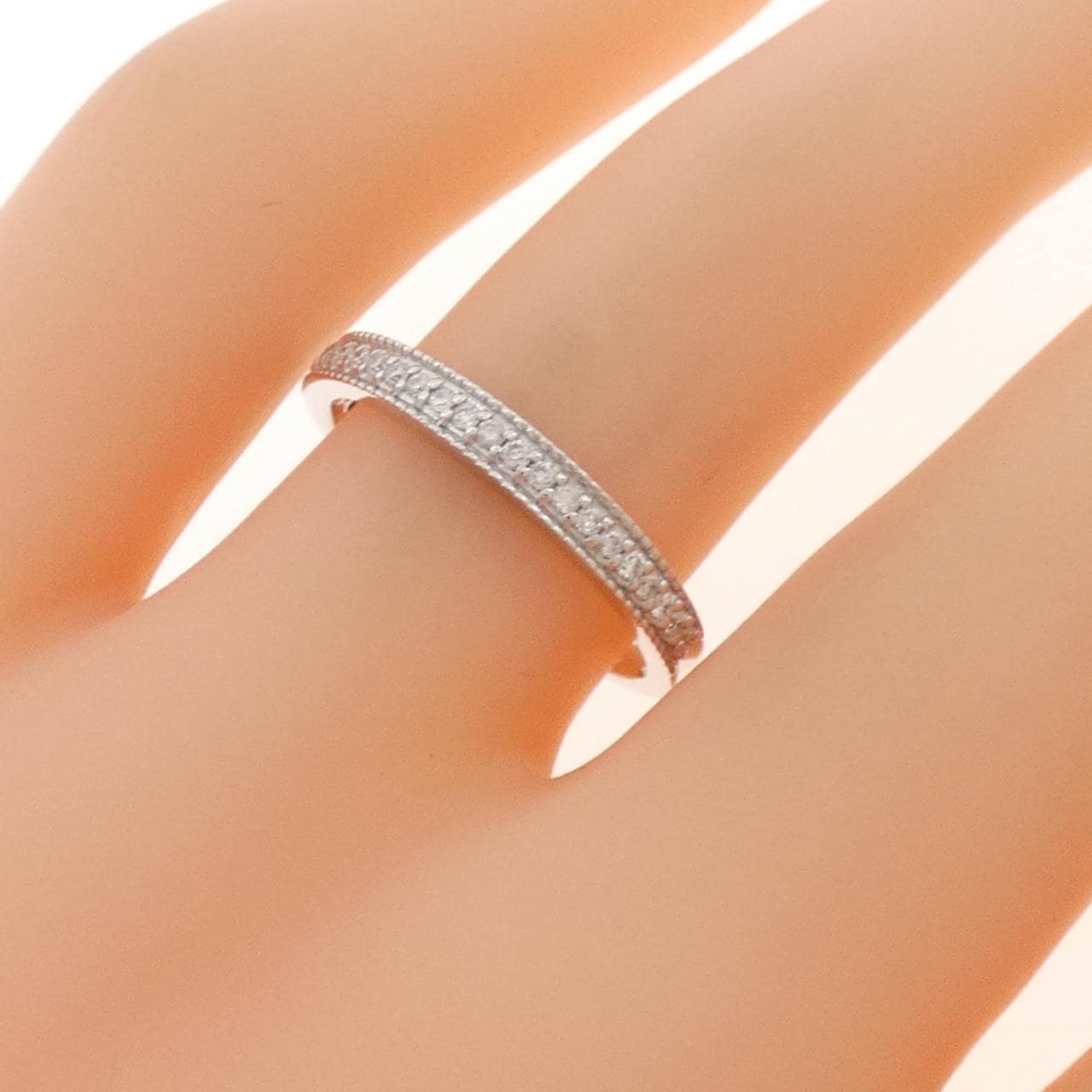 K18WG ハーフエタニティ ダイヤモンド リング 0.13CT