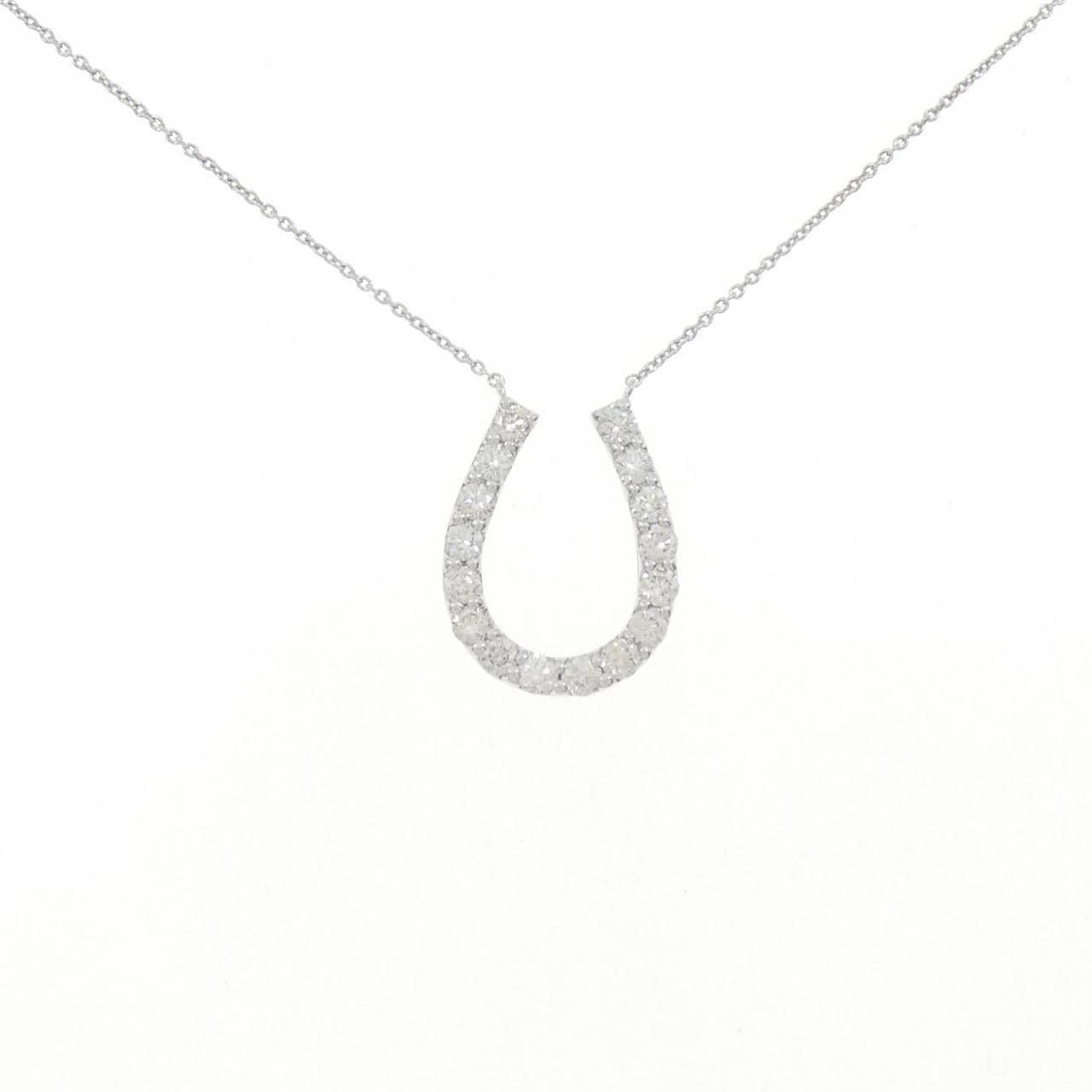 K18WG ホースシュー ダイヤモンド ネックレス 1.05CT