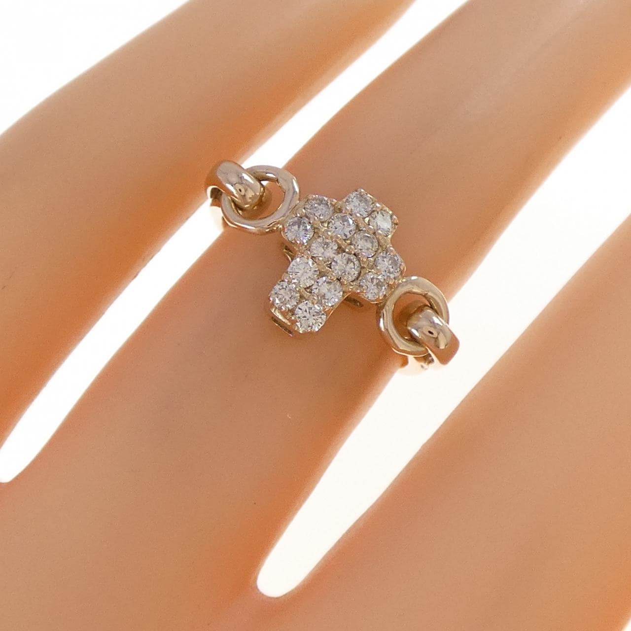 K18PG クロス ダイヤモンド リング 0.30CT