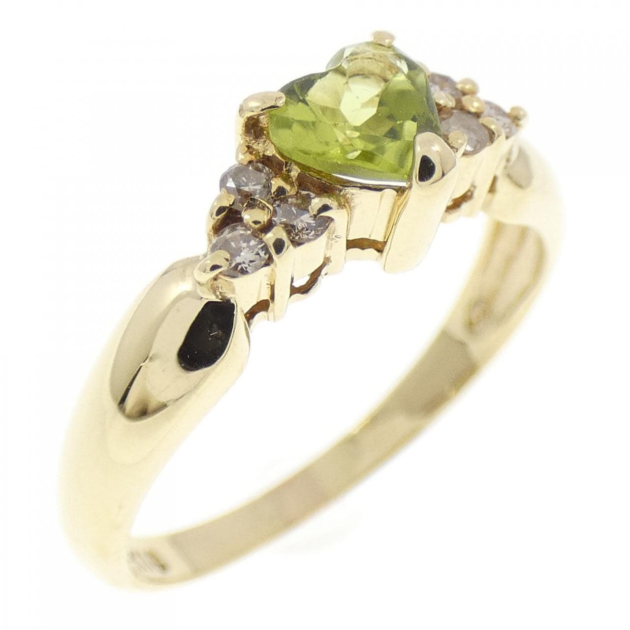 K18YG ハート ペリドット リング