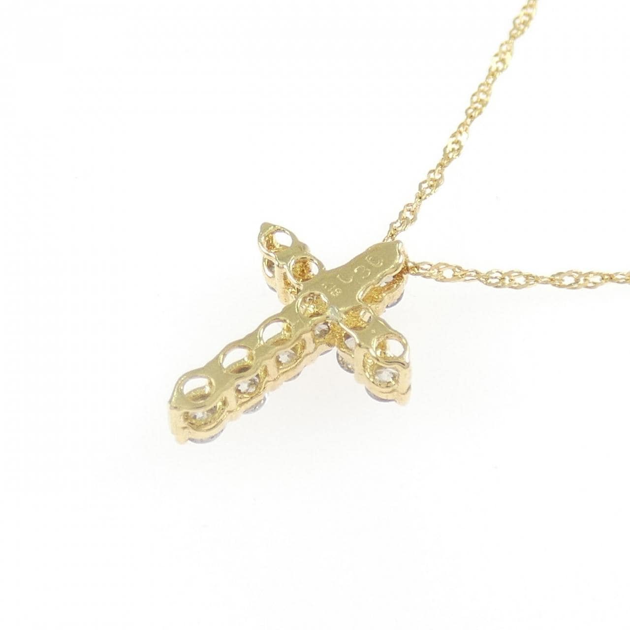 K18YG/750YG クロス ダイヤモンド ネックレス 0.30CT