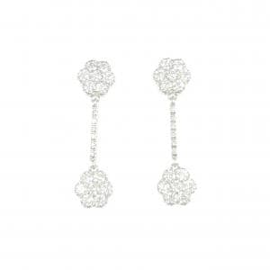 750WG フラワー ダイヤモンド ピアス 1.34CT