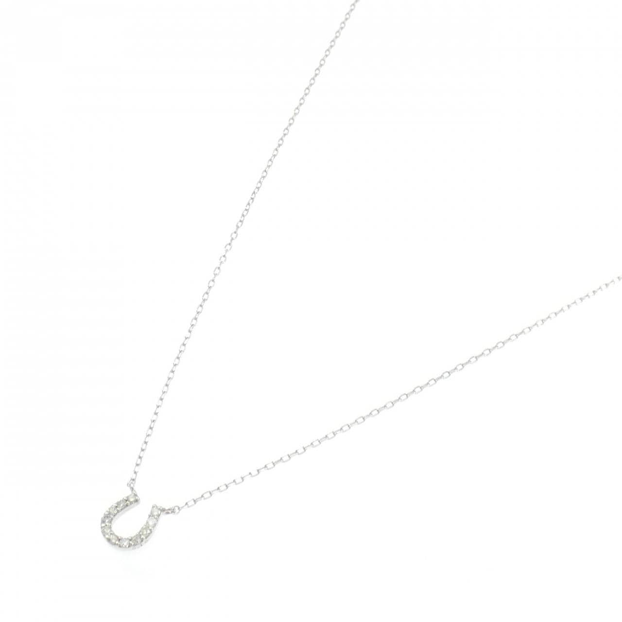 K10WG ホースシュー ダイヤモンド ネックレス 0.10CT