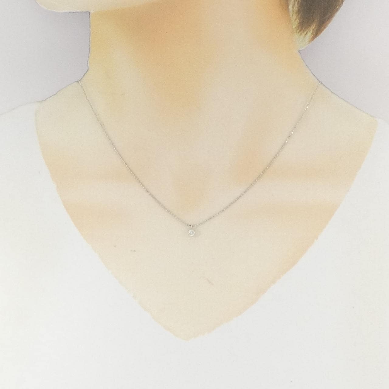 PT900/PT850 ソリティア ダイヤモンド ネックレス 0.10CT