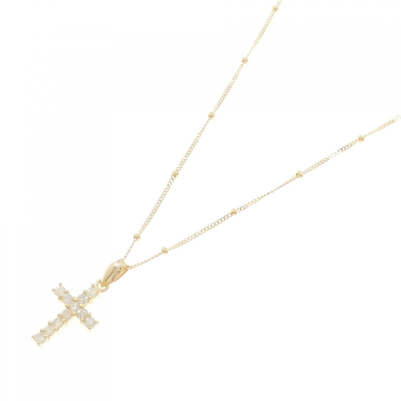 K18YG cross Diamond necklace 0.3CT