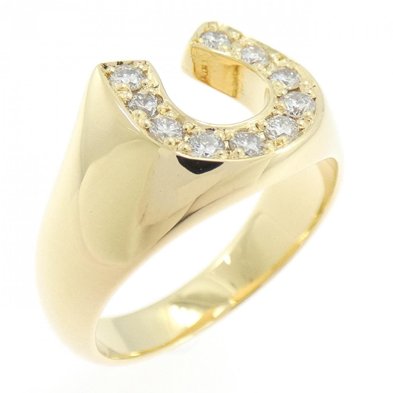 K18YG ホースシュー ダイヤモンド リング 0.32CT