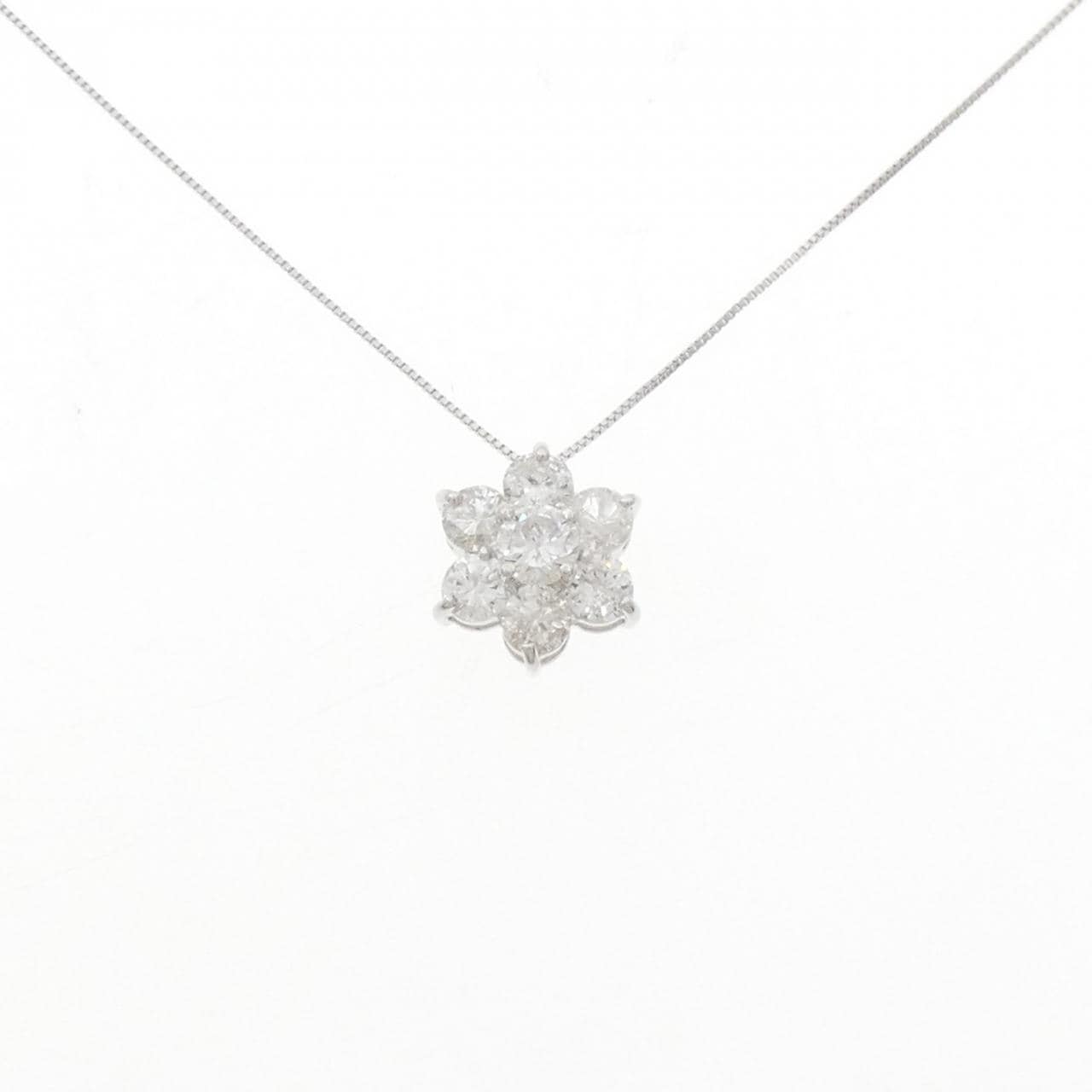 K18WG フラワー ダイヤモンド ネックレス 1.00CT
