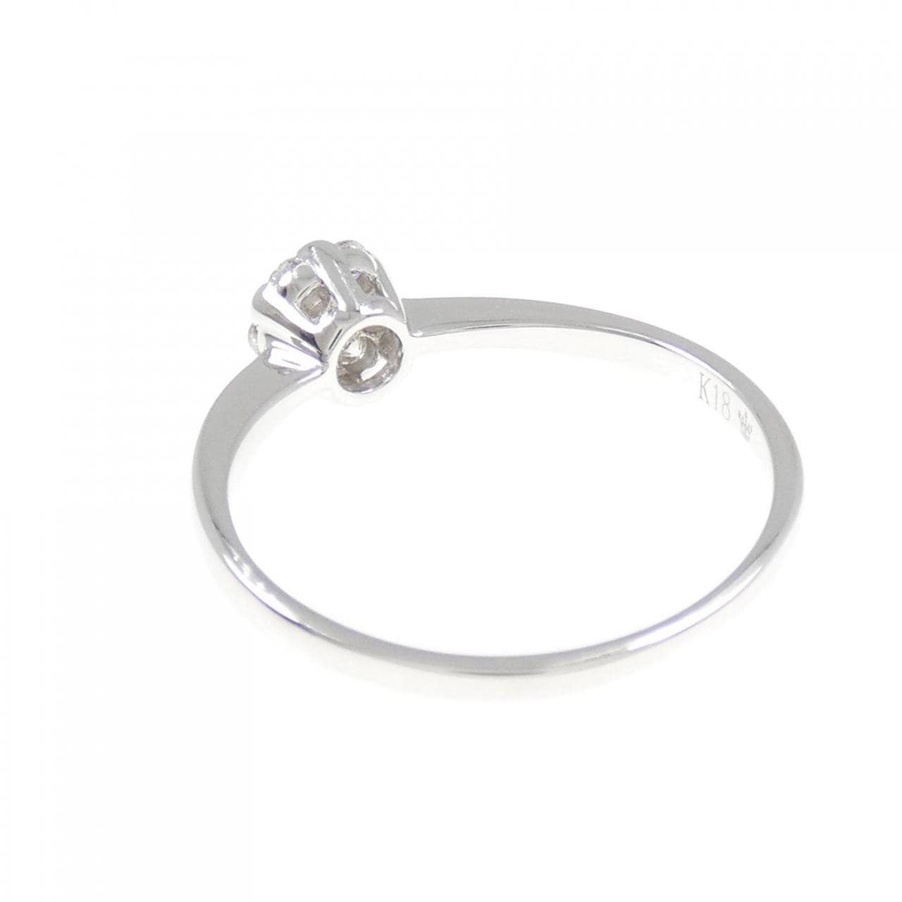 K18WG フラワー ダイヤモンド リング 0.19CT