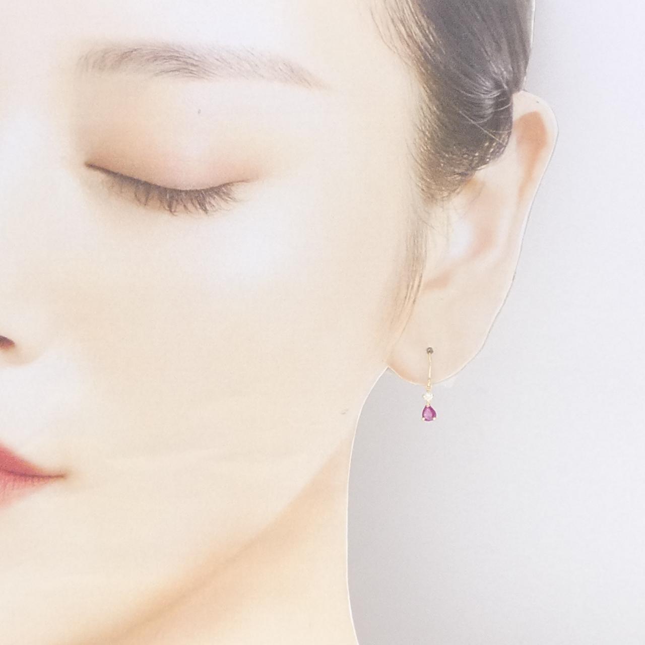 【新品】K18YG ルビー ピアス