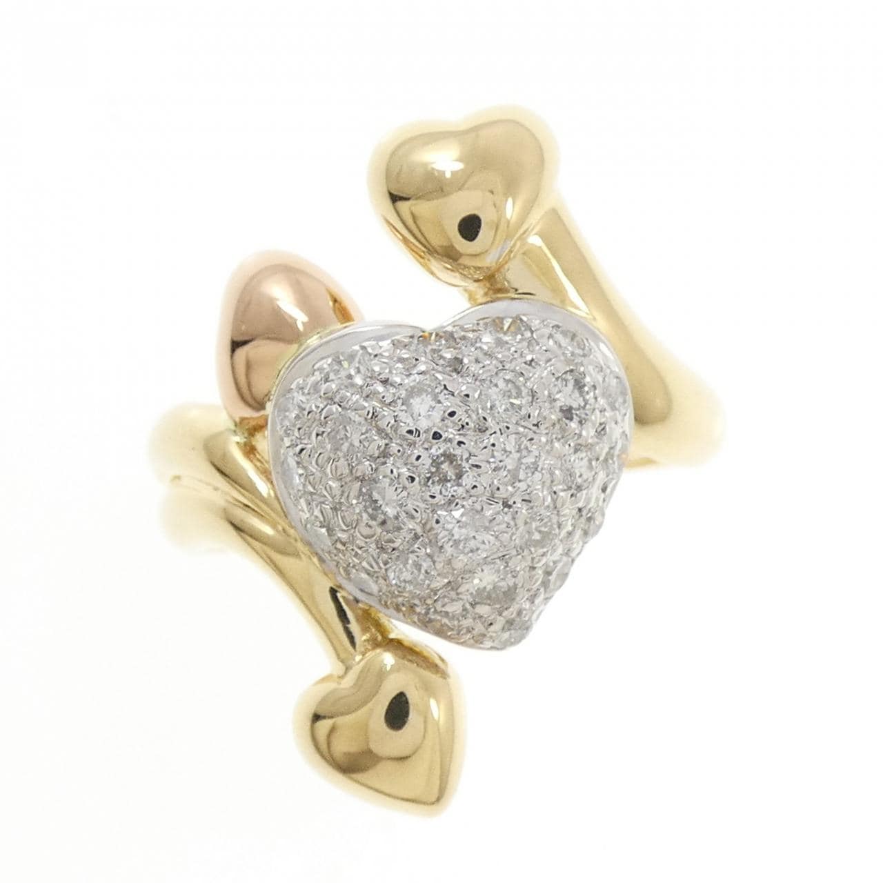 K18スリーカラー ハート ダイヤモンド リング 0.50CT