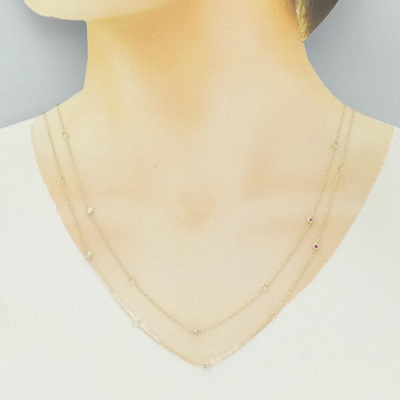 K10YG 2WAY ルビー ネックレス 0.30CT