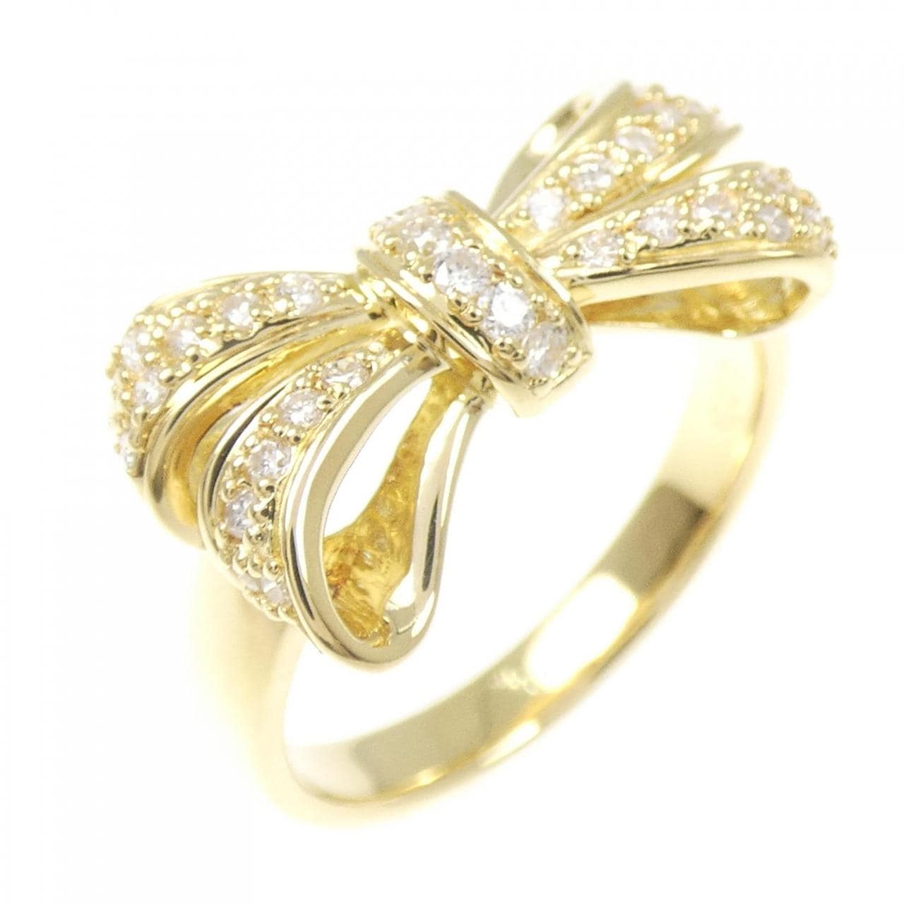 K18YG リボン ダイヤモンド リング 0.23CT
