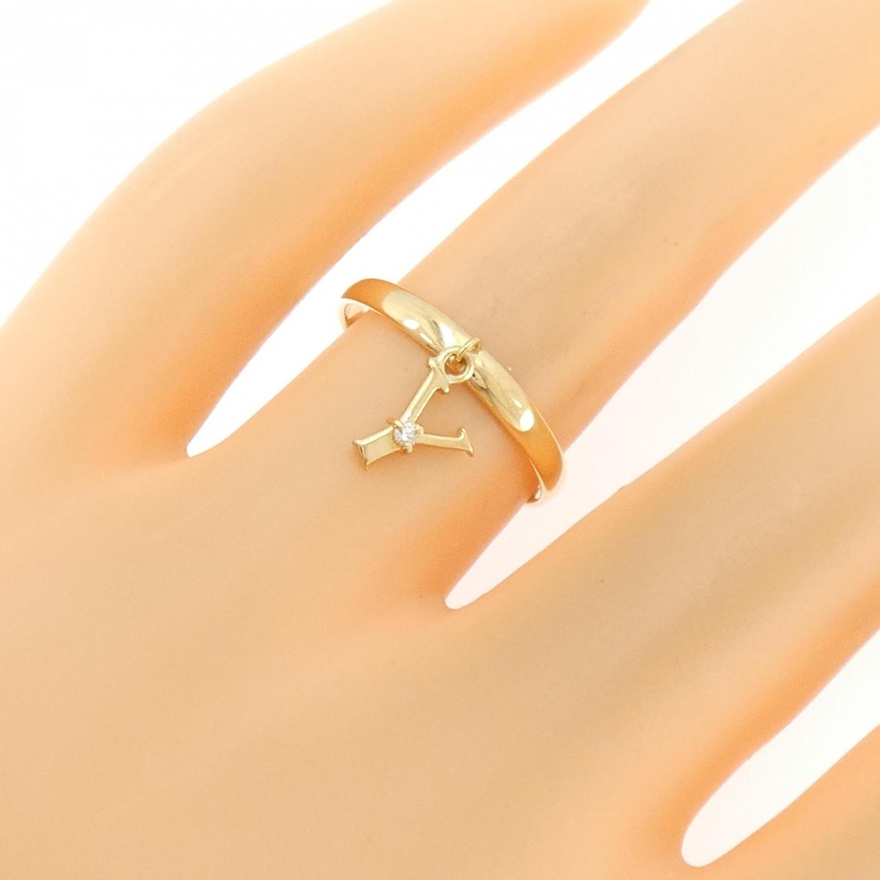 K18YG イニシャルY ダイヤモンド リング 0.01CT