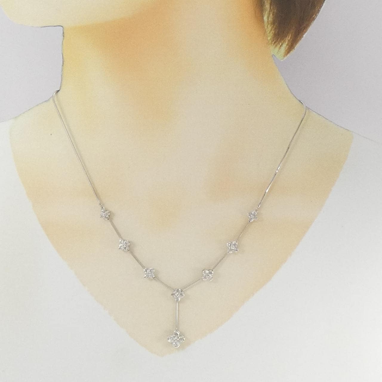 PT850 フラワー ダイヤモンド ネックレス 1.00CT