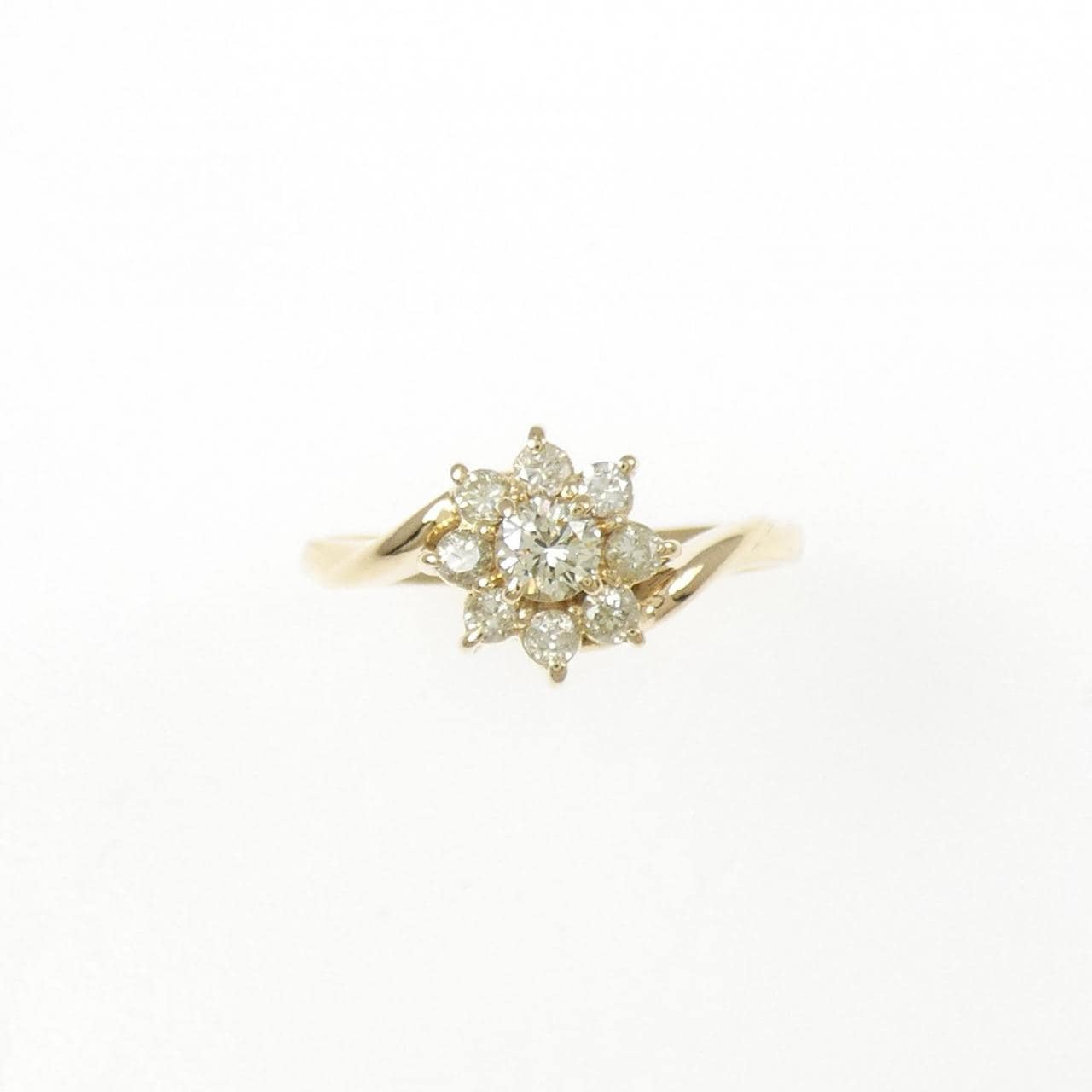 K18YG フラワー ダイヤモンド リング 0.32CT
