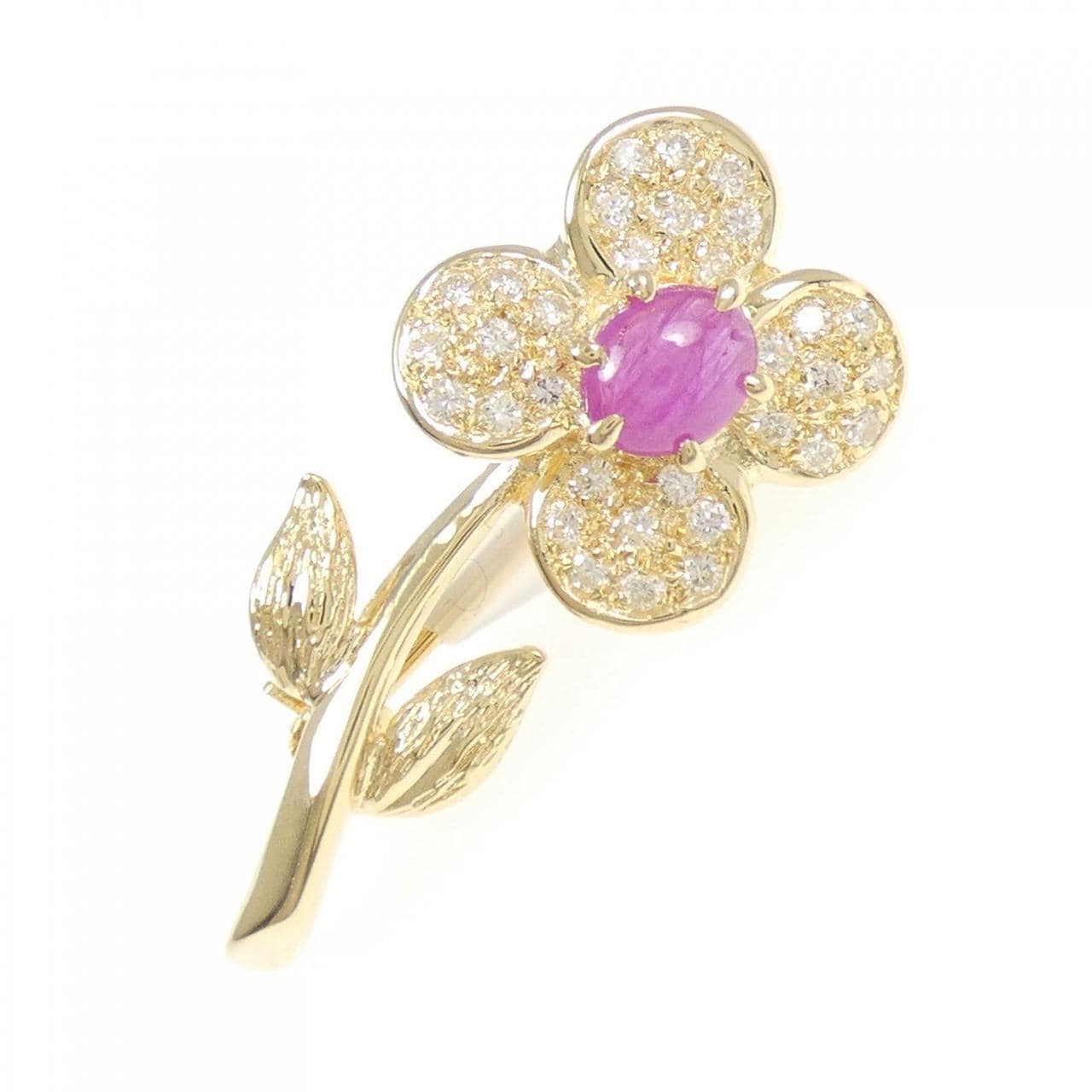 ポンテヴェキオ フラワー ルビー ブローチ 0.68CT
