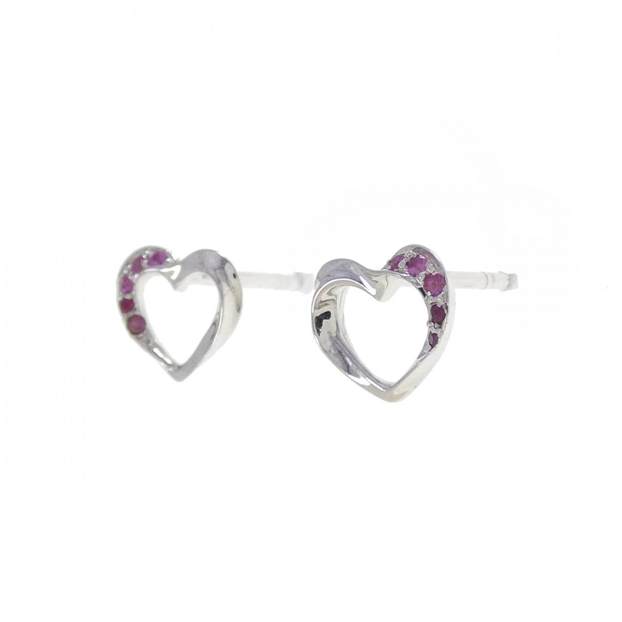 750WG ハート サファイヤ ピアス 0.14CT