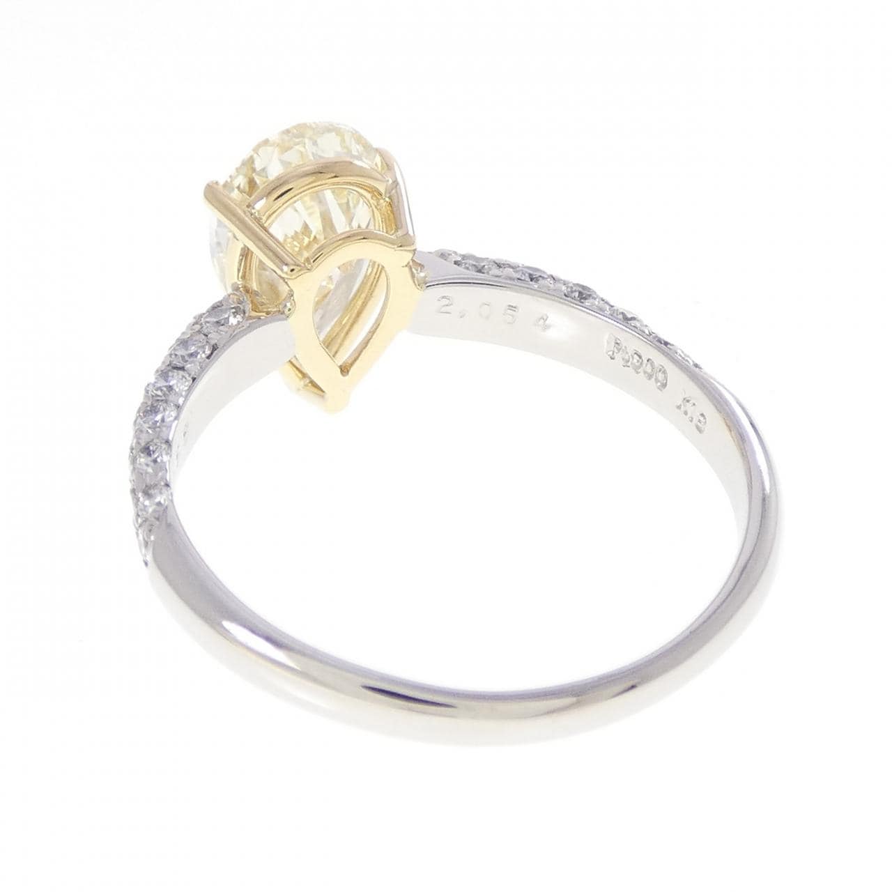 PT900/K18YG ダイヤモンド リング 2.054CT LY SI1 ペアシェイプ