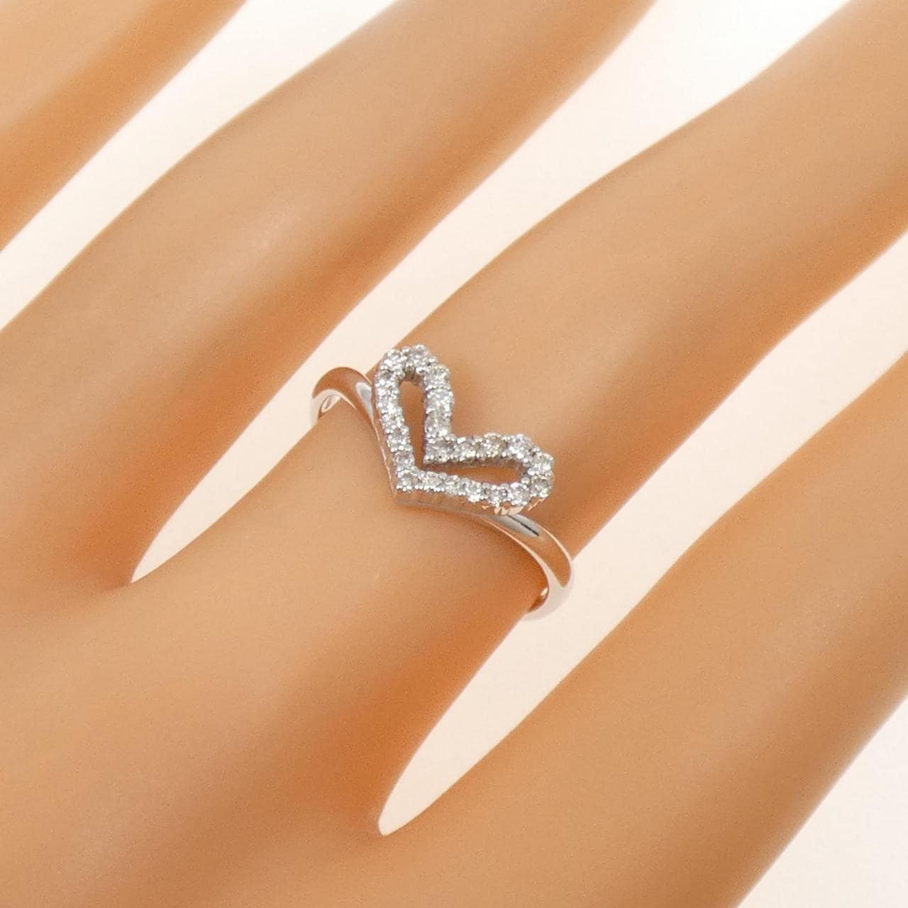 K18WG ハート ダイヤモンド リング 0.20CT