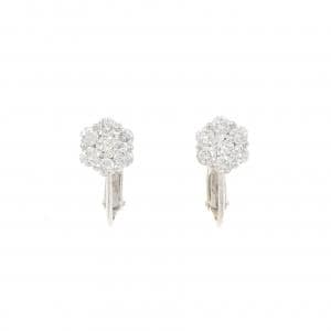 K18WG/PT フラワー ダイヤモンド イヤリング 1.02CT