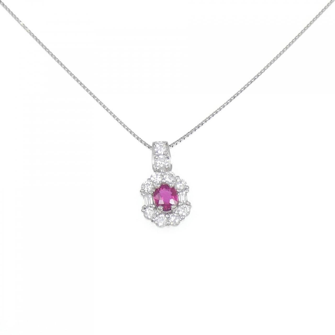 PT900/PT850 ルビー ネックレス 0.545CT