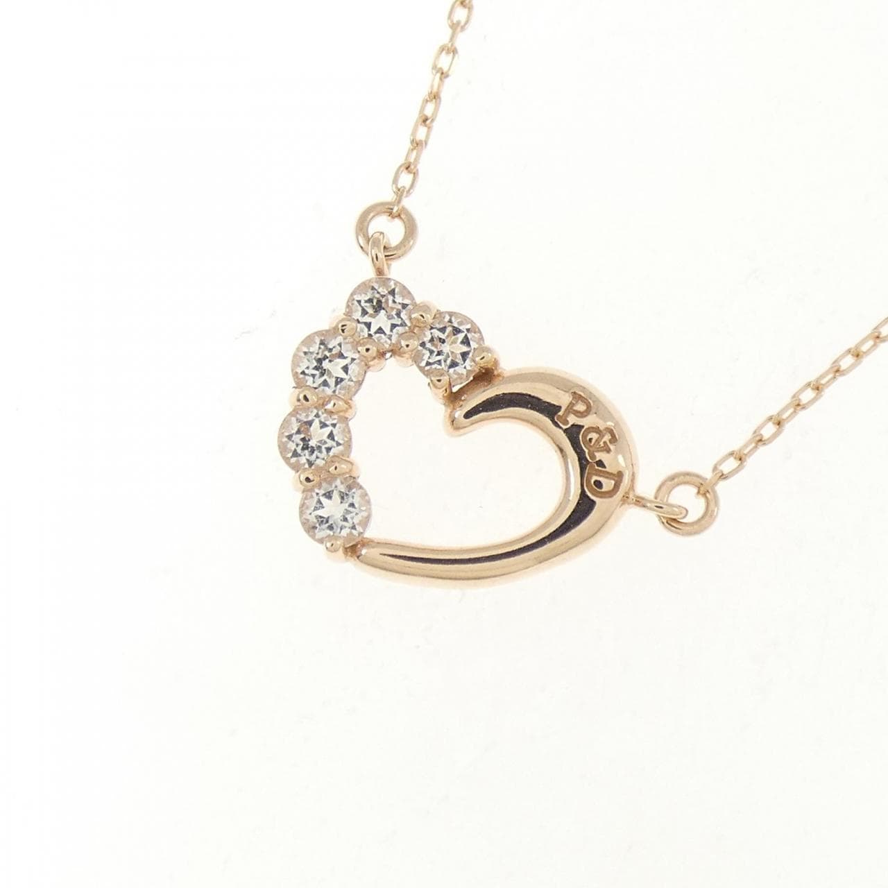 K10PG ハート ホワイトトパーズ ネックレス