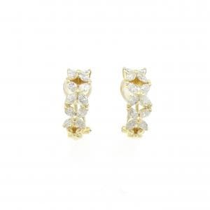 K18YG フラワー ダイヤモンド イヤリング 0.80CT