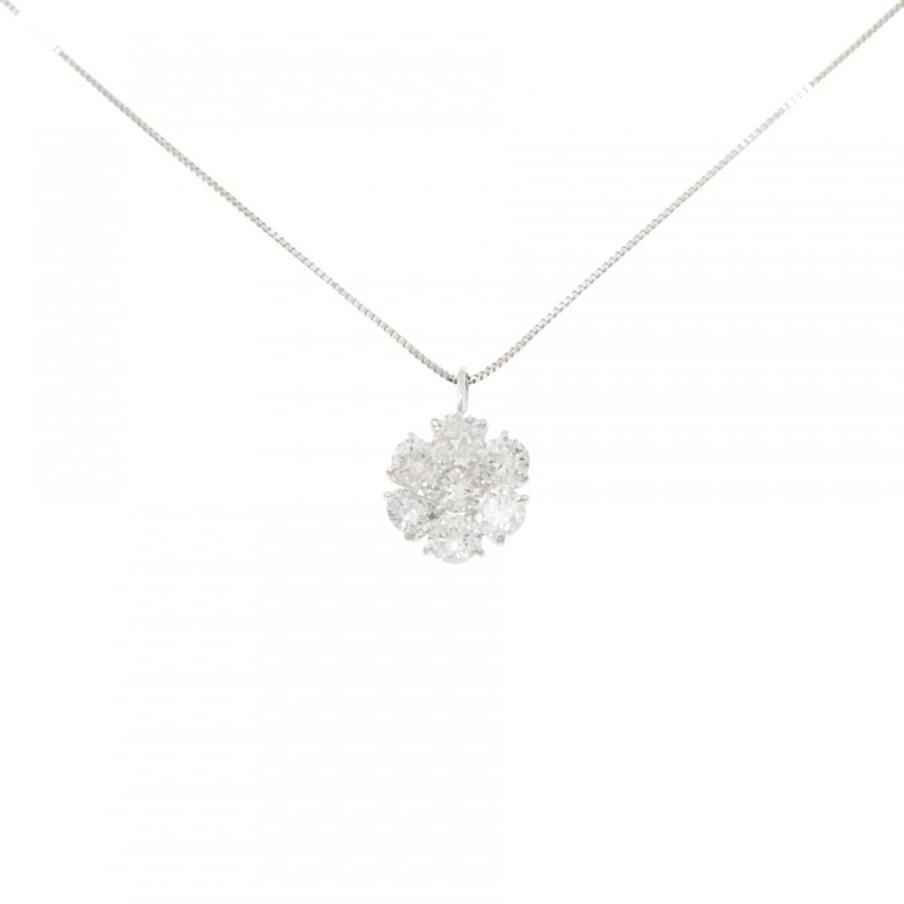 PT900/PT850 フラワー ダイヤモンド ネックレス 2.00CT