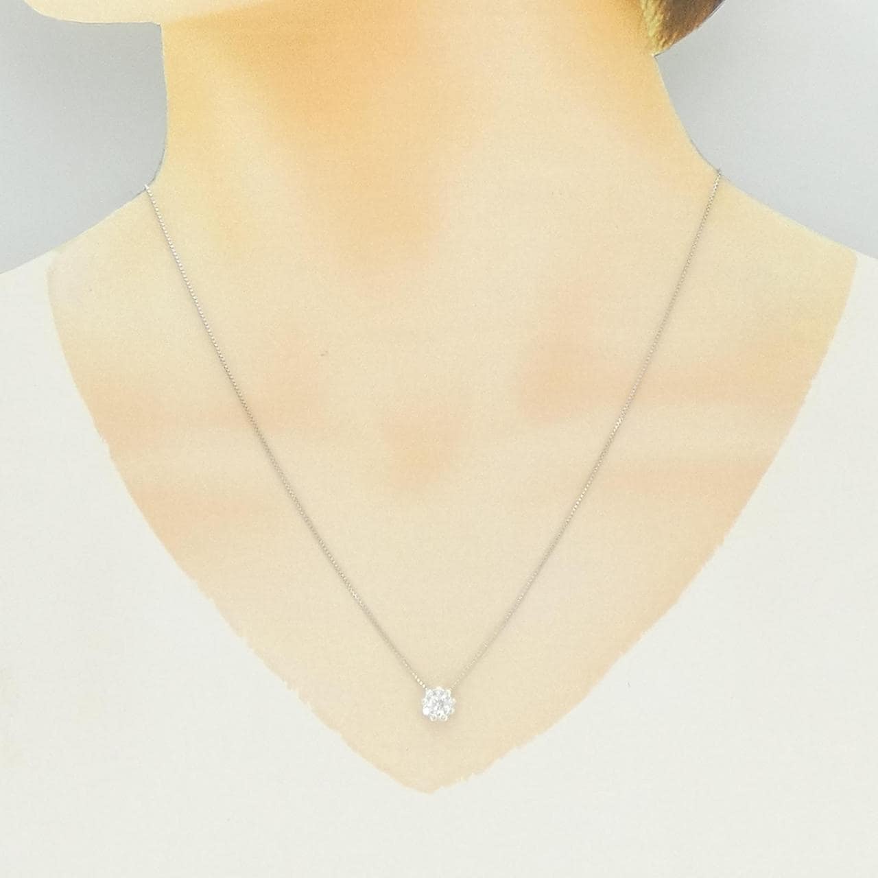 K18WG フラワー ダイヤモンド ネックレス 0.40CT