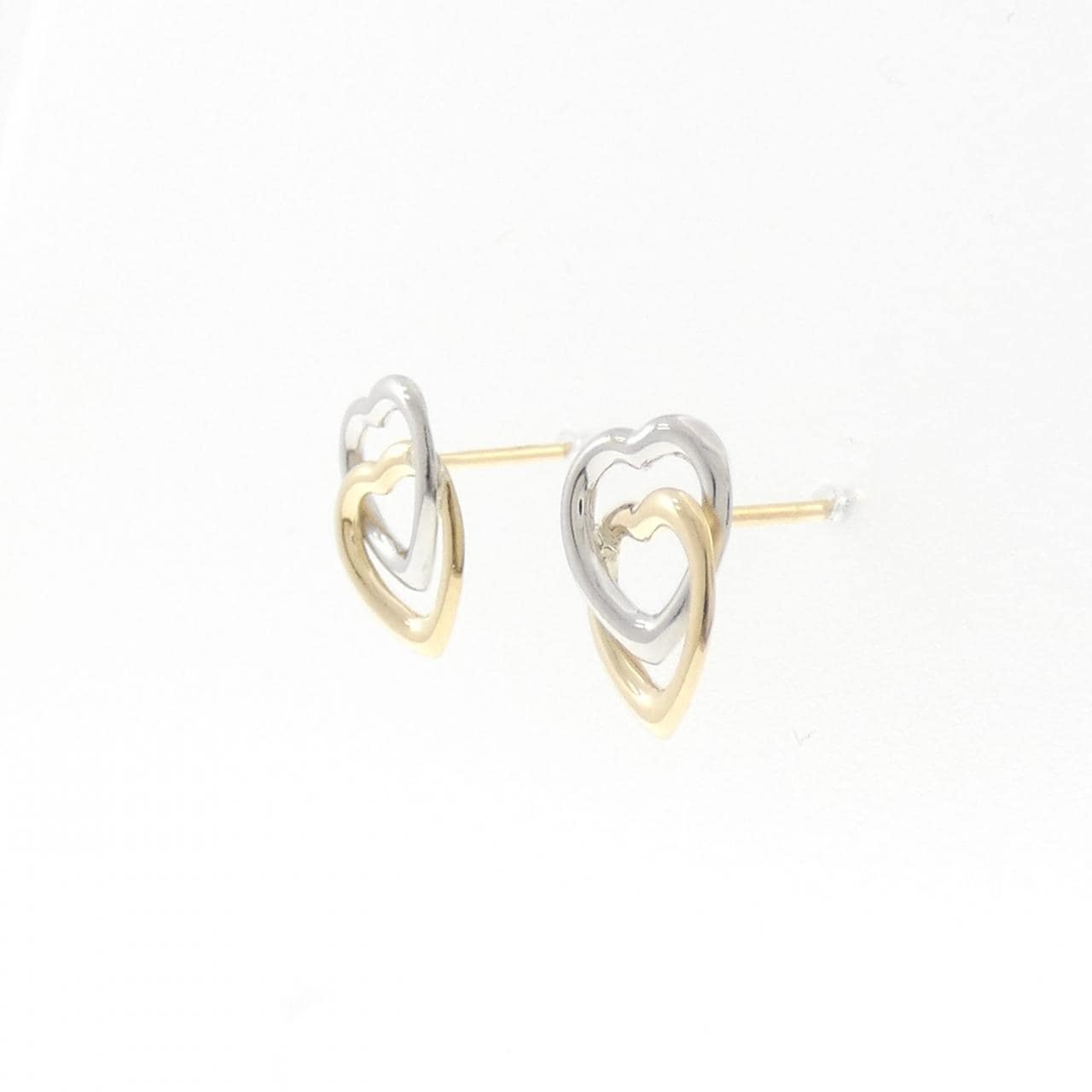 K18YG/PT850 ハート ピアス