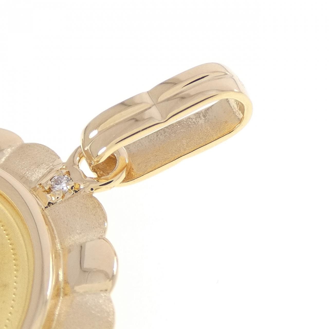 K18YG(枠) ダイヤモンド コイン ペンダント 0.02CT