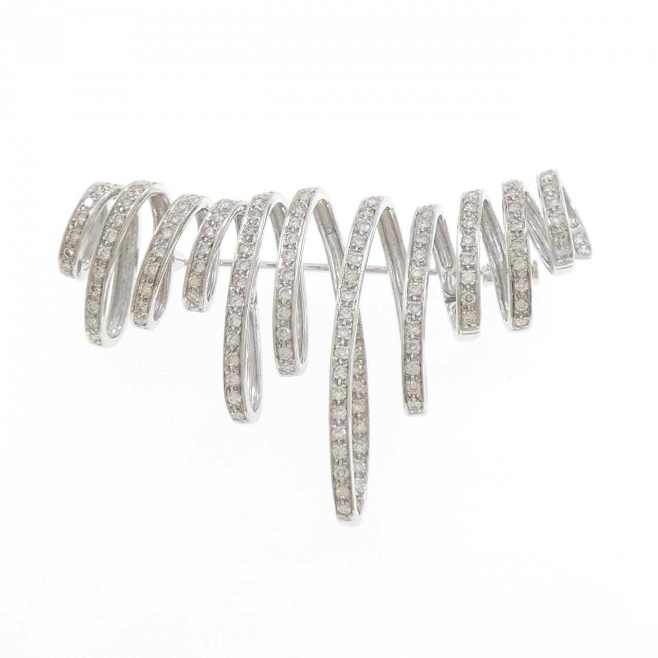 750WG ダイヤモンド ブローチ 1.91CT