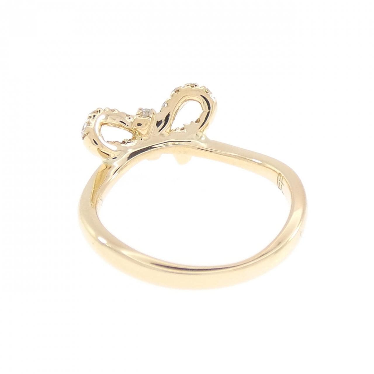 K18YG リボン ダイヤモンド リング 0.18CT